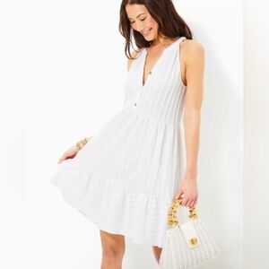 Lilly‎ Pulitzer Lennox Swing Dress Small Resort White Scallop NWT
